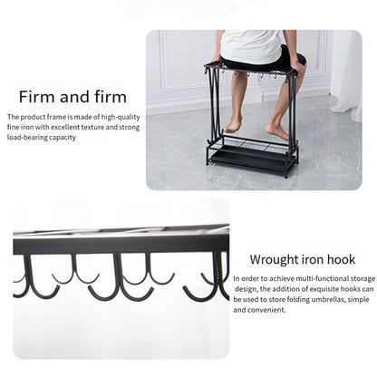 Wrought Iron Umbrella Storage Rack with Water Tray 50x24x70cm