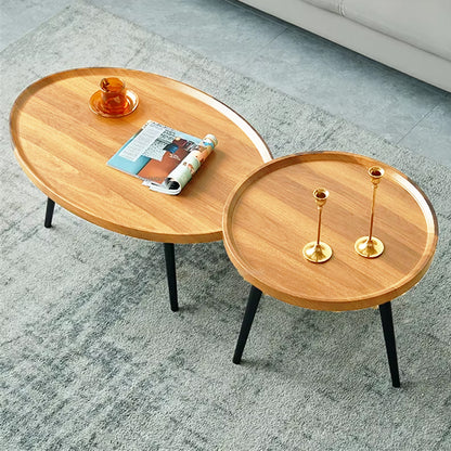 2 Pcs Glossy Nesting Coffee Table Set for Living Room
