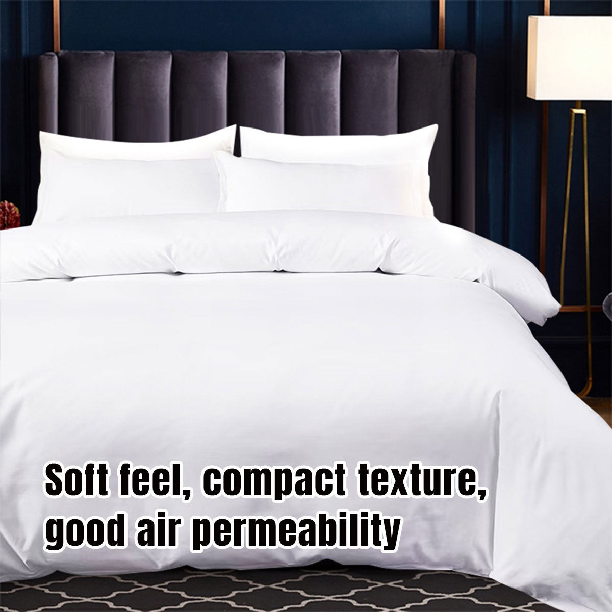 Hotel Quality White Duvet Cover Soft Fabric Bedding Set