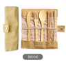 7 Pcs Reusable Bamboo Cutlery Set for Camping — Beige
