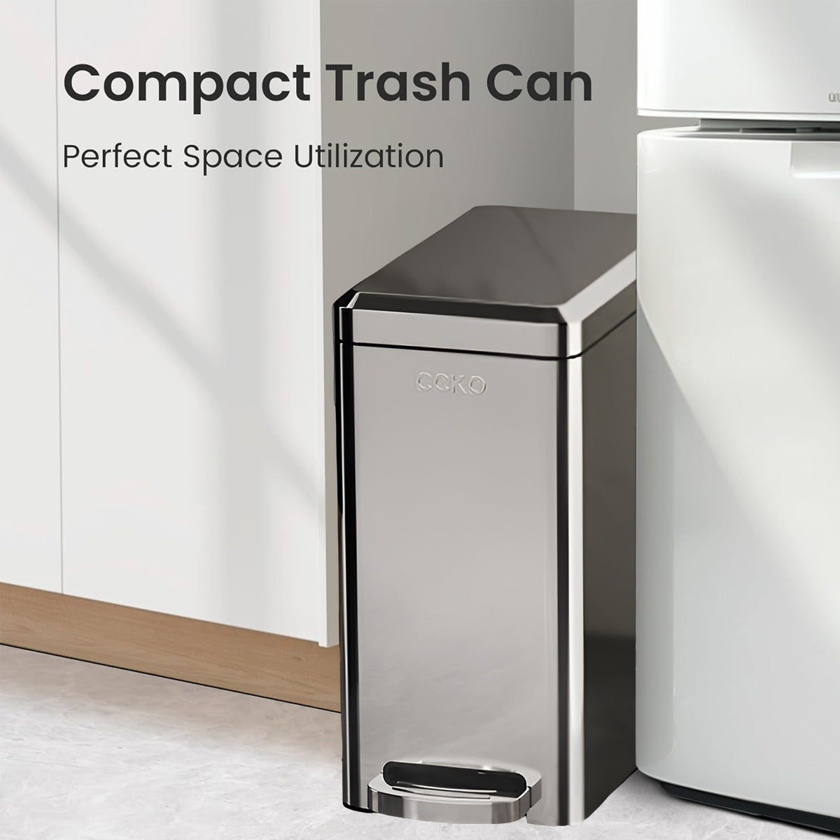 Kitchen Trash Can 9L Household Pedal Bin with Lid Large Capacity Waste Bucket