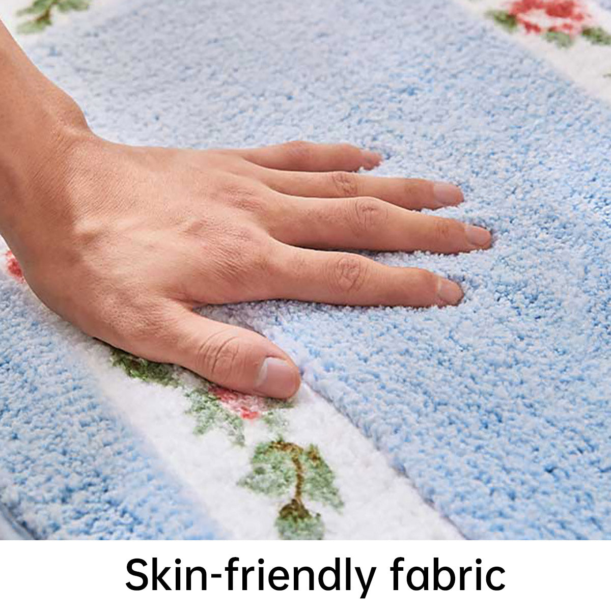 Non-Slip Floral Half-Round Entry Mat Washable 50x80cm