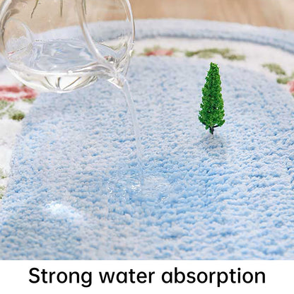 Non-Slip Floral Half-Round Entry Mat Washable 50x80cm