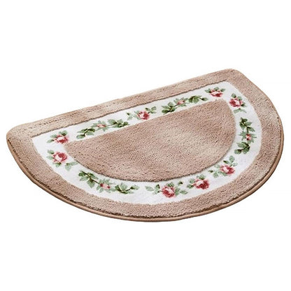 Non-Slip Floral Half-Round Entry Mat Washable 50x80cm