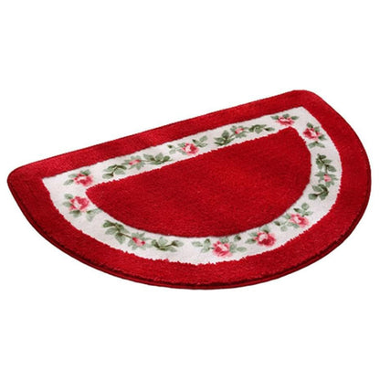 Non-Slip Floral Half-Round Entry Mat Washable 50x80cm