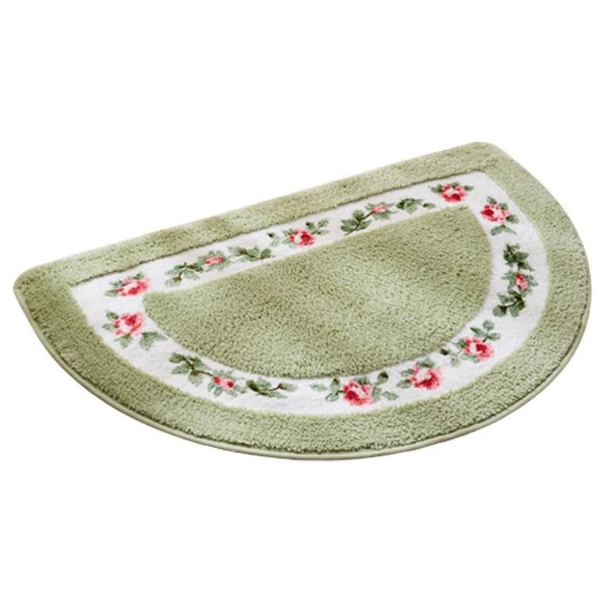 Non-Slip Floral Half-Round Entry Mat Washable 50x80cm