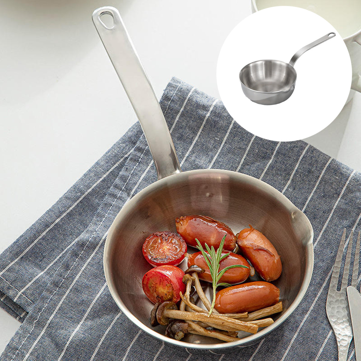 304 Stainless Steel Oil Splatter Proof Home Small Frying Pan for KitchenCooking