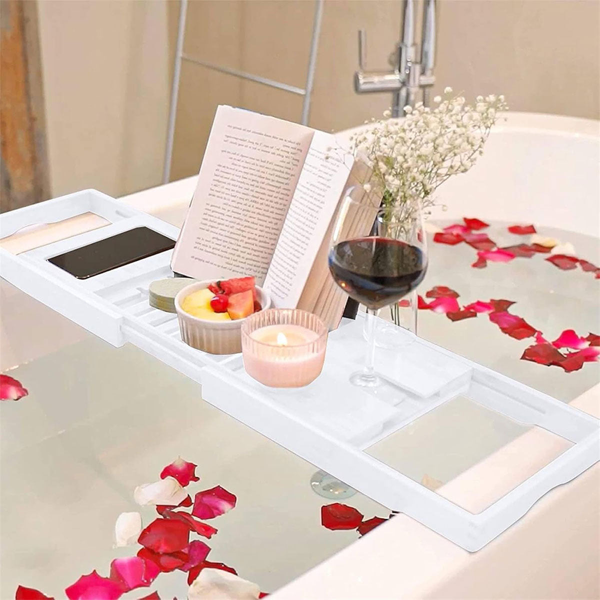 Expandable Anti-Slip Bathtub Storage Rack Adjustable Household Bath Shelf AU