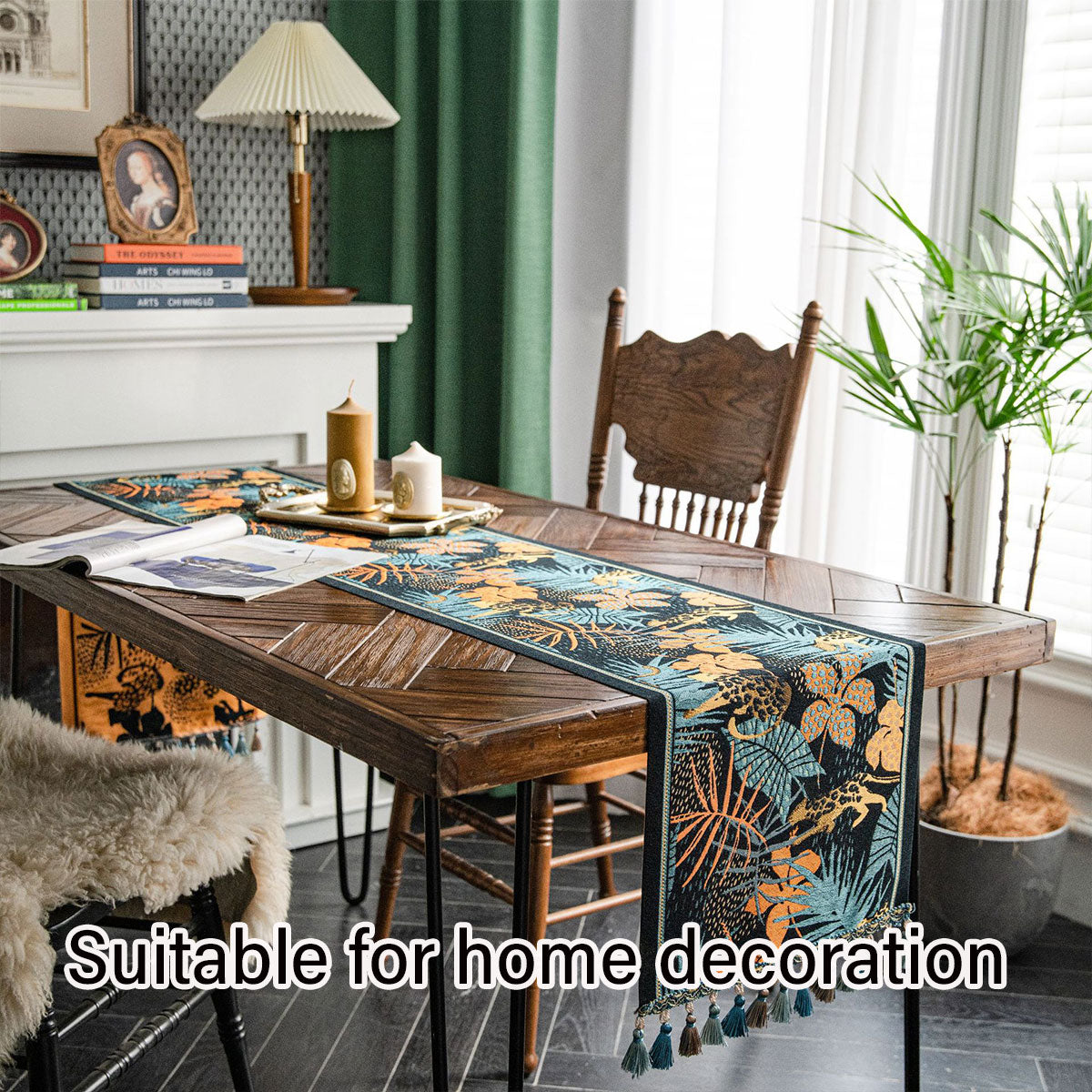 Floral Tablecloth for Coffee Table Banana Leaf Pattern Dining Table Cover Decor