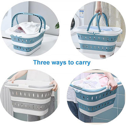 Large Folding Laundry Basket Collapsible Plastic Hamper 50cm