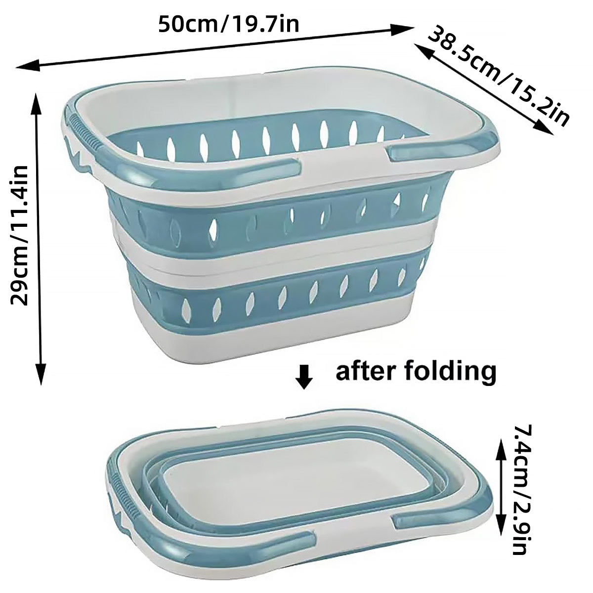 Large Folding Laundry Basket Collapsible Plastic Hamper 50cm