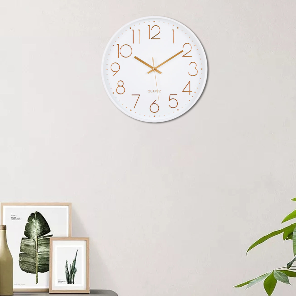 12Inch Silent Wall Clock Decorative Simple Plastic Clock for Living Room Home
