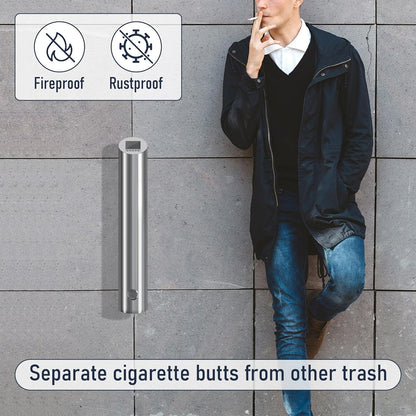 Wall Mounted Ashtray Stainless Steel 1.8L Floor Standing Vertical Trash Bin AU