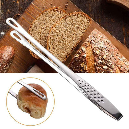 24/28cm Stainless Steel Straight Grill Tongs for Kitchen BBQ Buffet