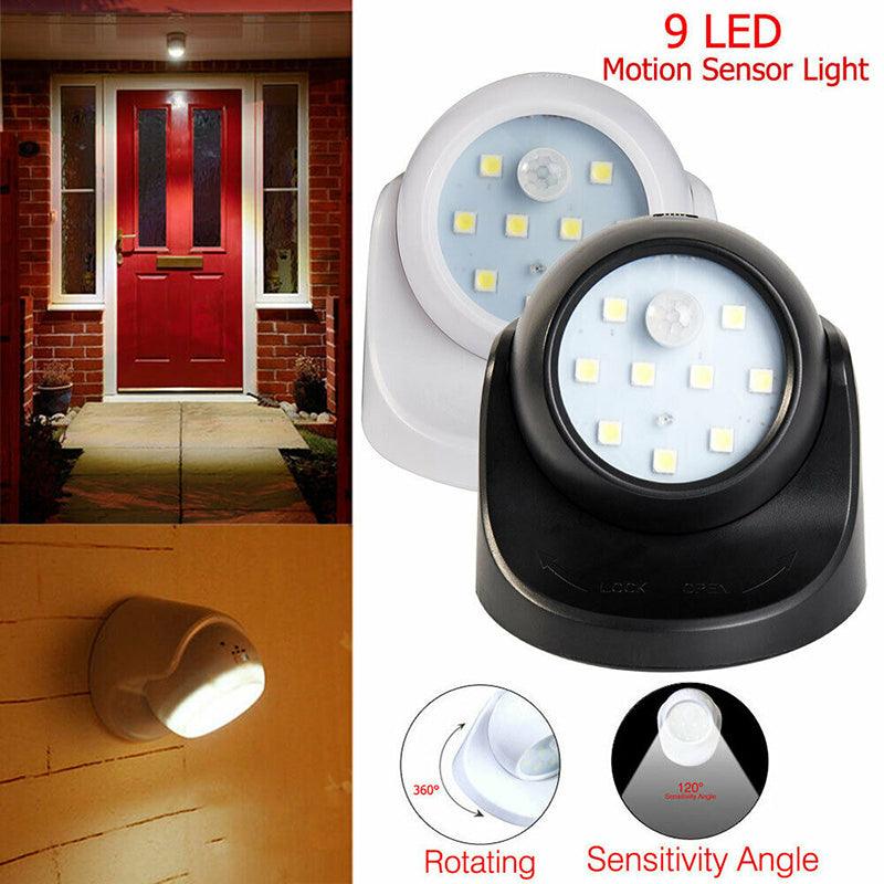 360° Battery Operated Indoor Outdoor Garden Motion Sensor Security LED Light New