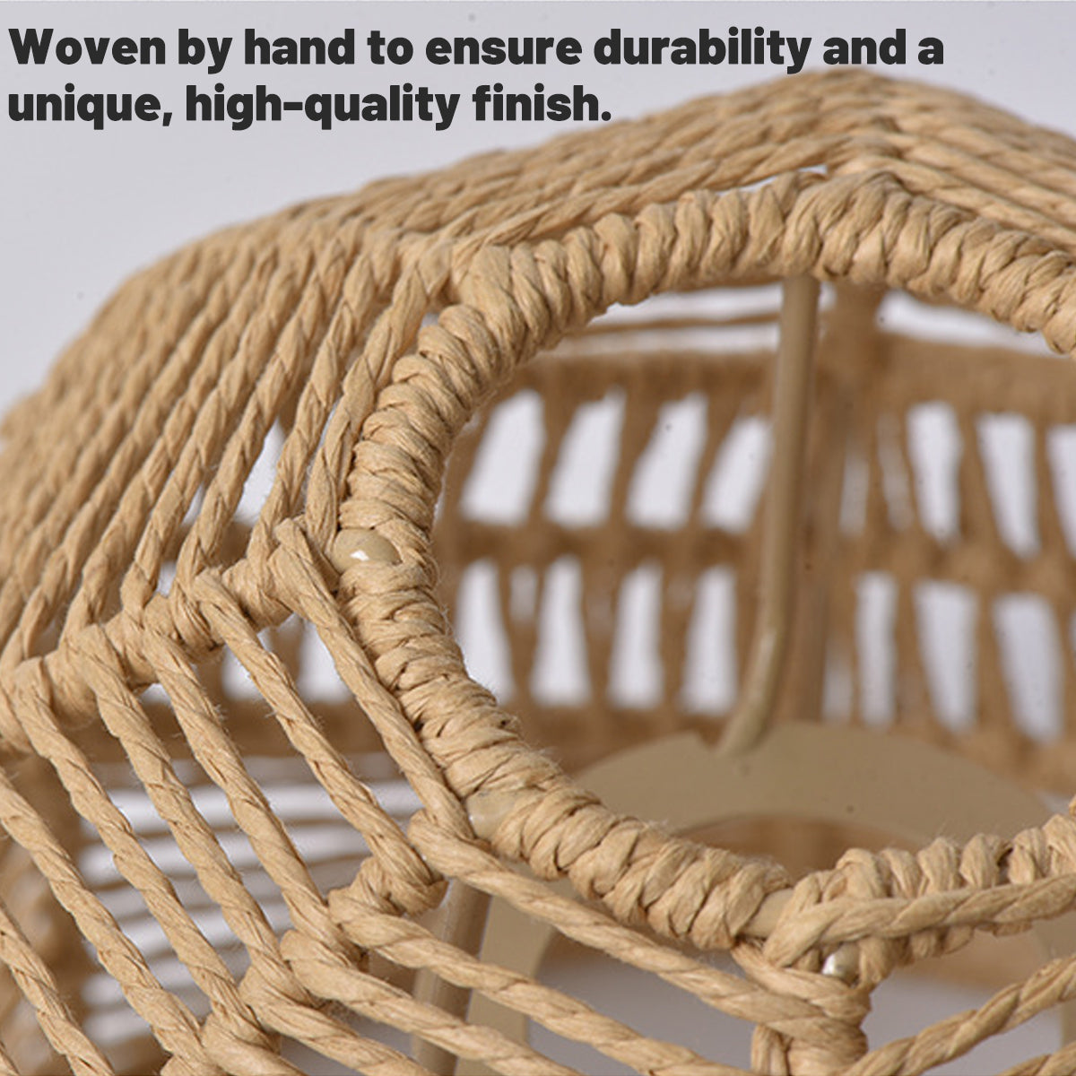 Paper Rope Pendant Light Chinese Style Rattan-Like Lampshade