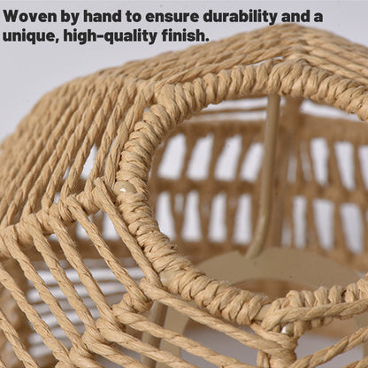 Paper Rope Pendant Light Chinese Style Rattan-Like Lampshade