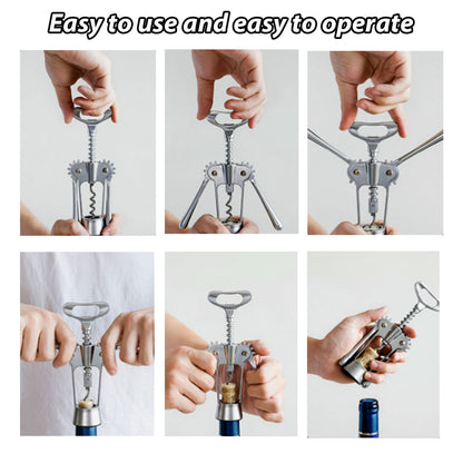 3pcs Red Wine Bottle Opener Corkscrew Set Kitchen Bar Tools for Easy Opening