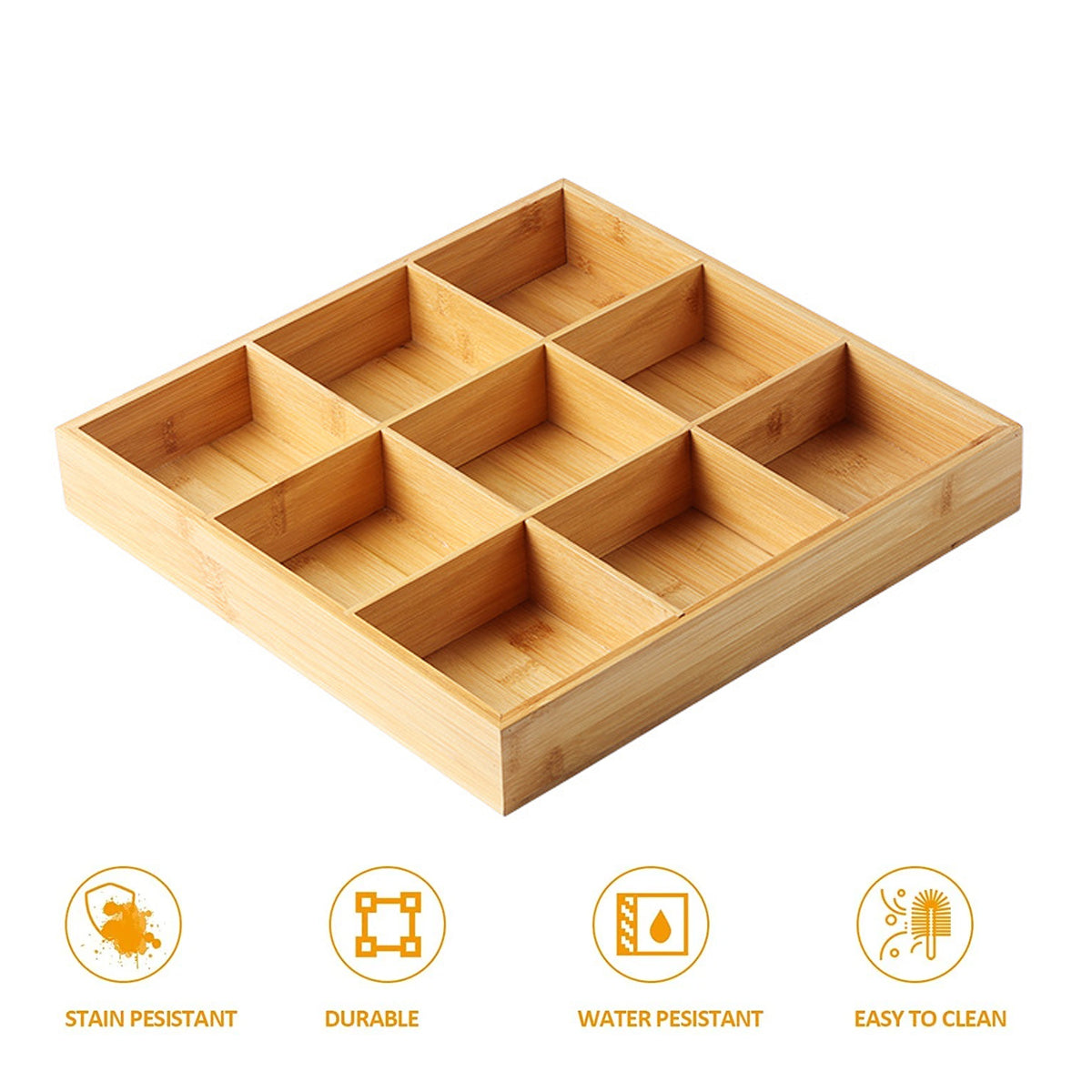 Bamboo 9 Grid Serving Tray Divided Food Platter for Hotel