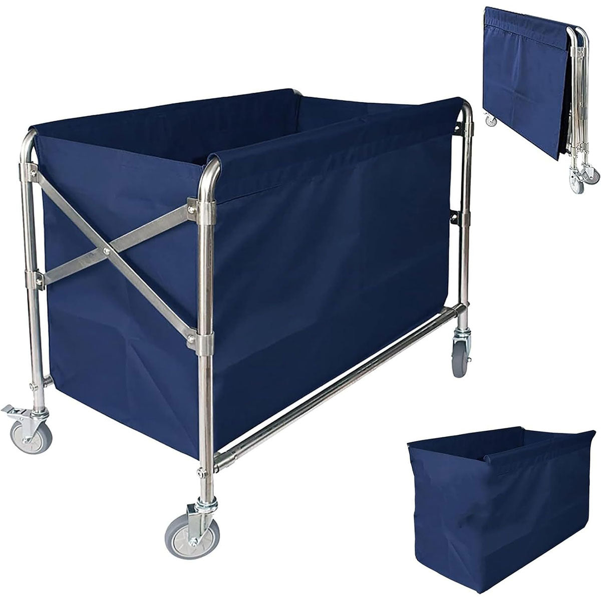 Folding Linen Trolley with Silent Wheels, Dry Wet Sorting