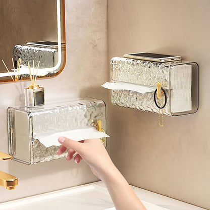 2pcs Wall Mounted Tissue Box Holder Suction Napkin Rack Paper Storage Organizer