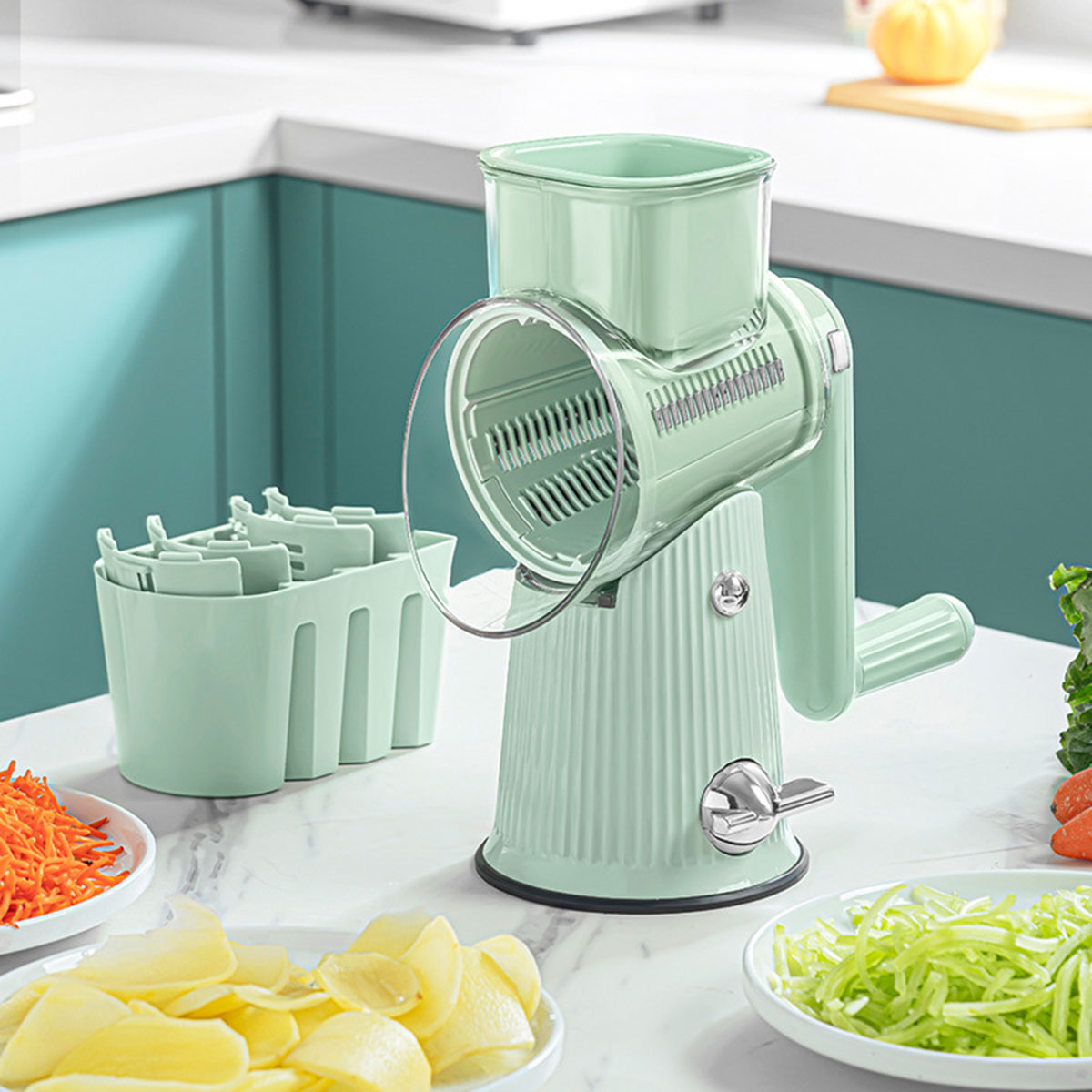 Multifunctional Vegetable Cutter Drum Slicer Kitchen Hand Cranked Grater Tool