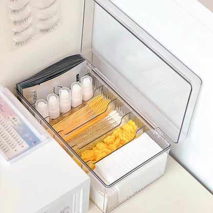Transparent Dustproof Cosmetic Storage Box with Lid Makeup Organizer Case AU