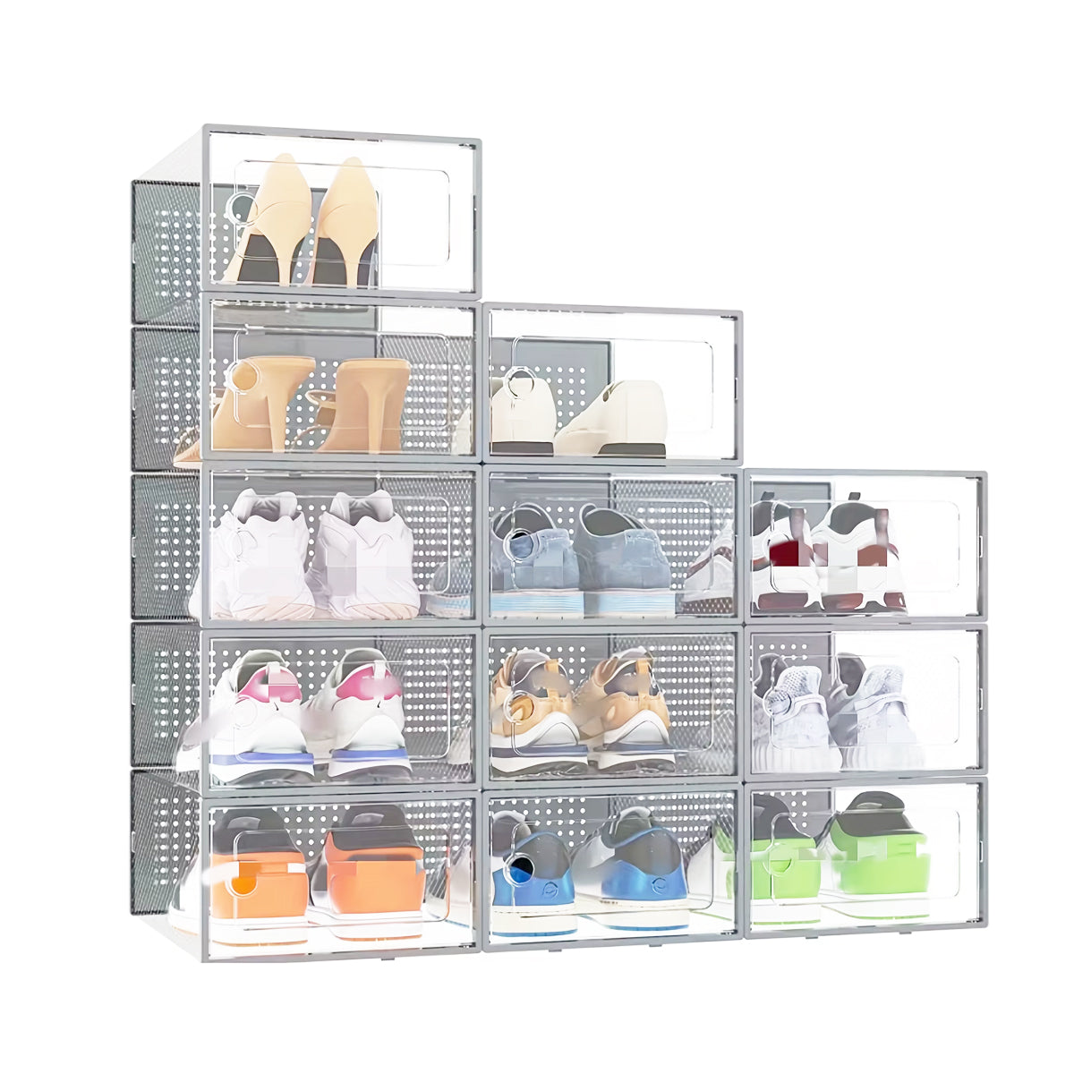 12pcs Transparent Plastic Shoe Box Storage Organizer Stackable Clear Shoe Box