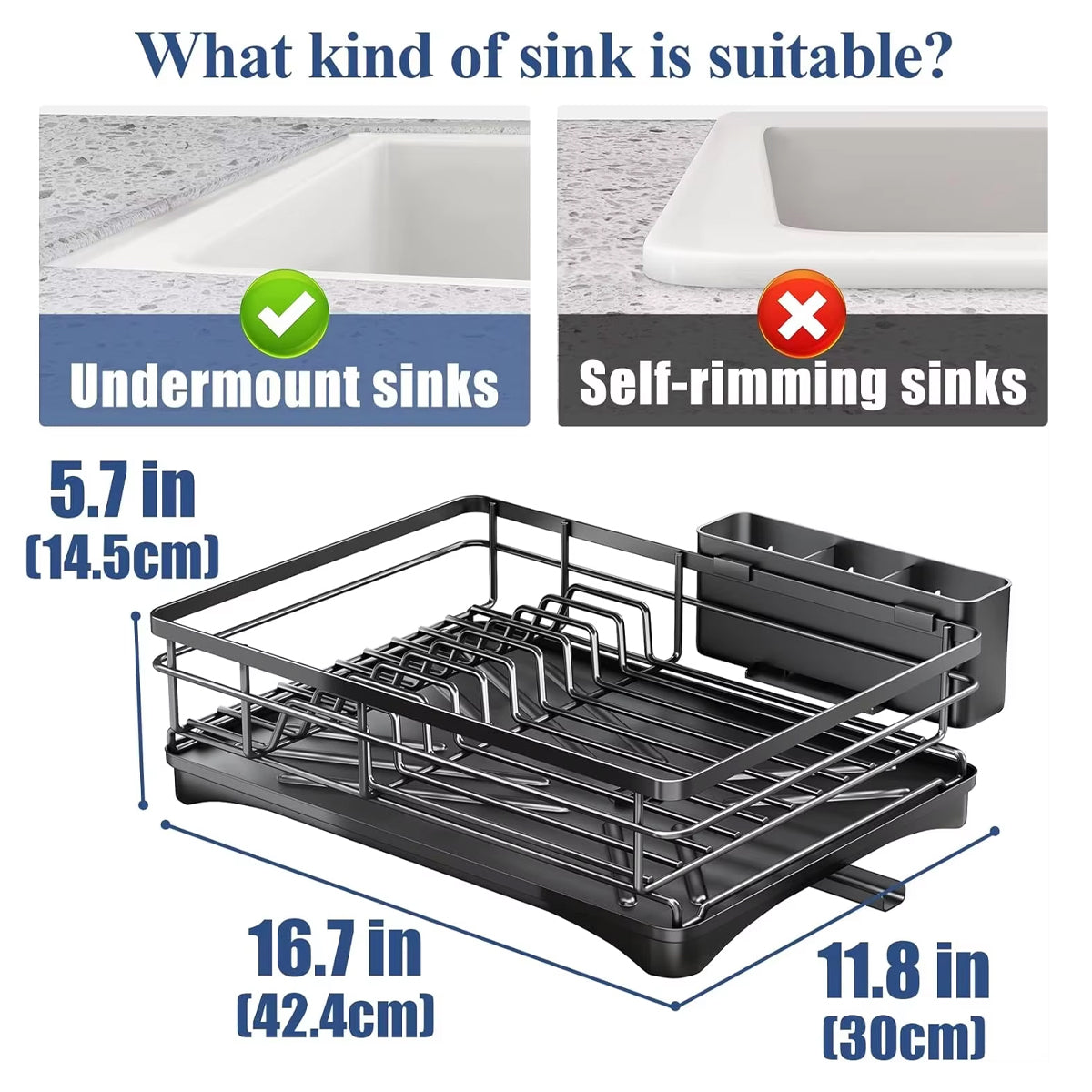 Large Capacity Kitchen Dish Drying Rack Sink Plate Bowl Storage Shelf