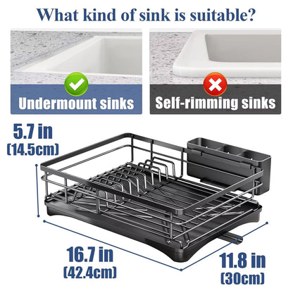 Large Capacity Kitchen Dish Drying Rack Sink Plate Bowl Storage Shelf