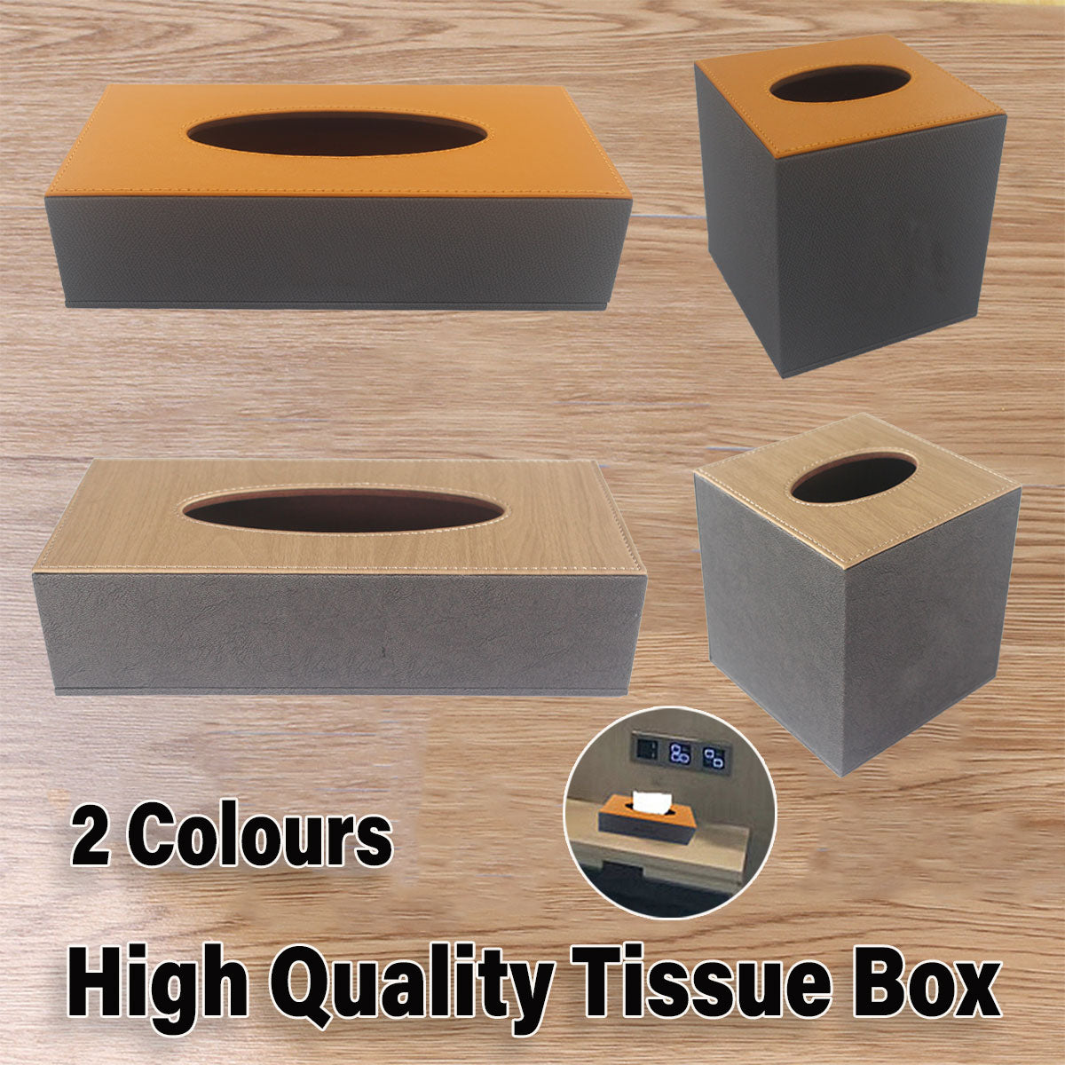 Leather Tissue Box Holder for Hotel Room Home Office
