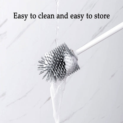 Wall Mounted Silicone Toilet Brush No Dead Cleaning Brush for Bathroom Household