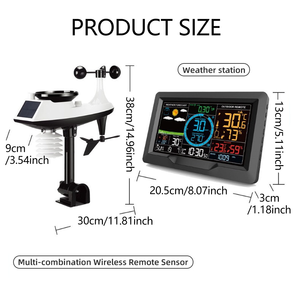 7-in-1 Weather Station Radio Wind Speed Rainfall Temperature Humidity orecas