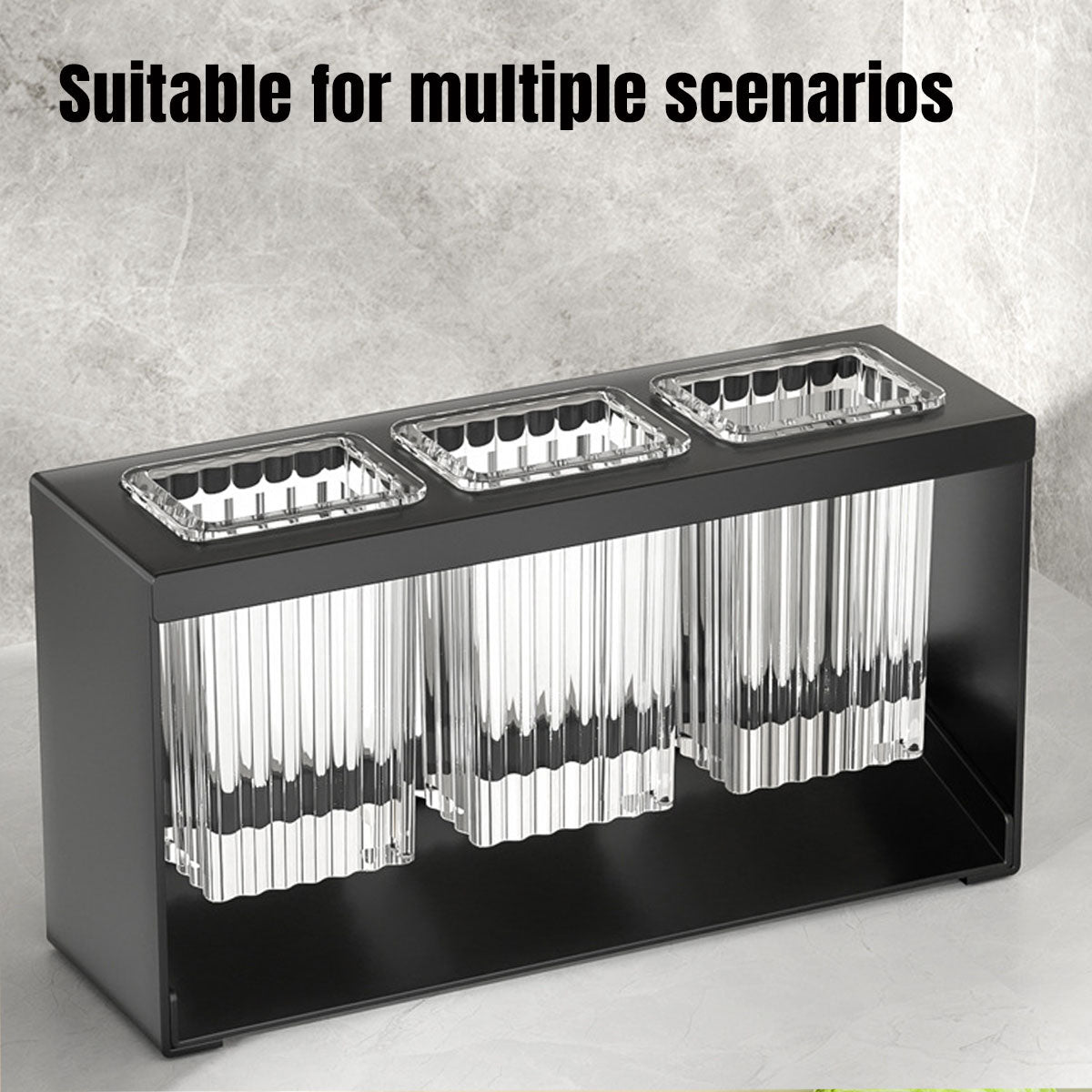3Holes Multifunctional Kitchen Storage Rack Built-in StorageBox Chopstick Holder