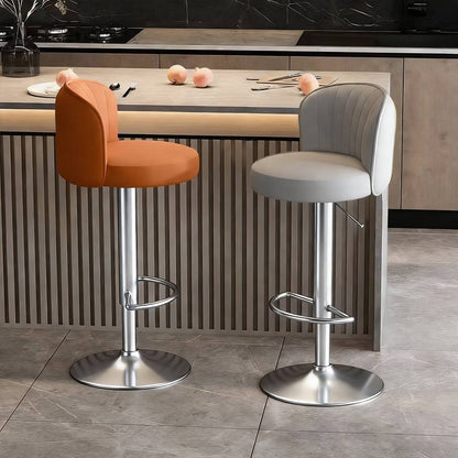 Bar Stool Adjustable Height Modern PU Leather Seat Metal Frame for Kitchen Bar