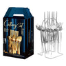 24 Pcs Stainless Steel Cutlery Set for Dining — Silver / Cutlery Stand