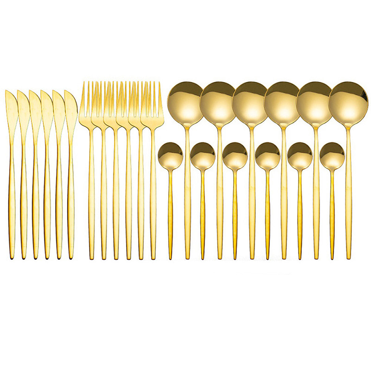 24PCS Stainless Steel Cutlery Set Knife Fork Spoon Set Durable Flatware Dining