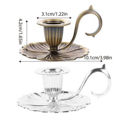 Retro Handheld Candlestick Holder European Style Metal Candle Stand