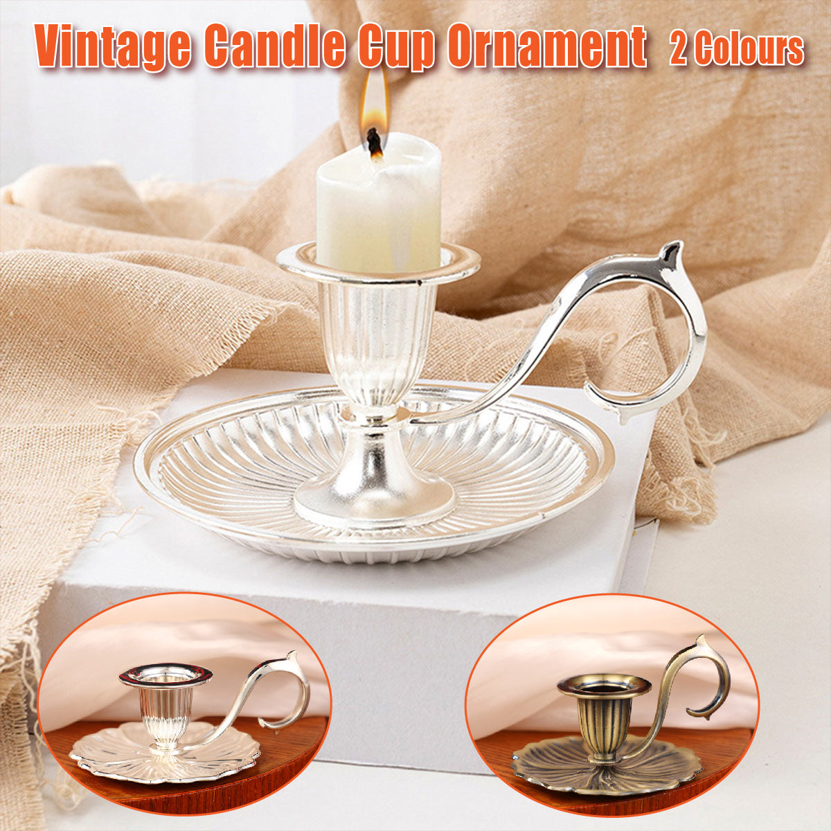 Retro Handheld Candlestick Holder European Style Metal Candle Stand