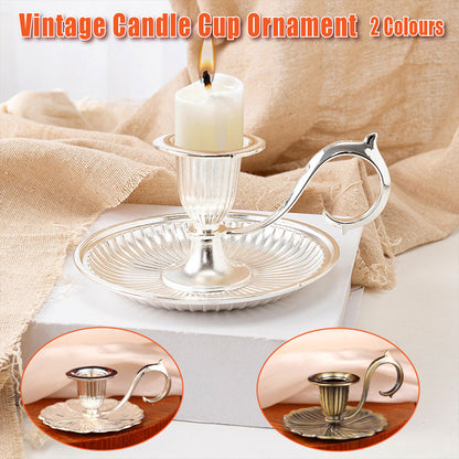 Retro Handheld Candlestick Holder European Style Metal Candle Stand