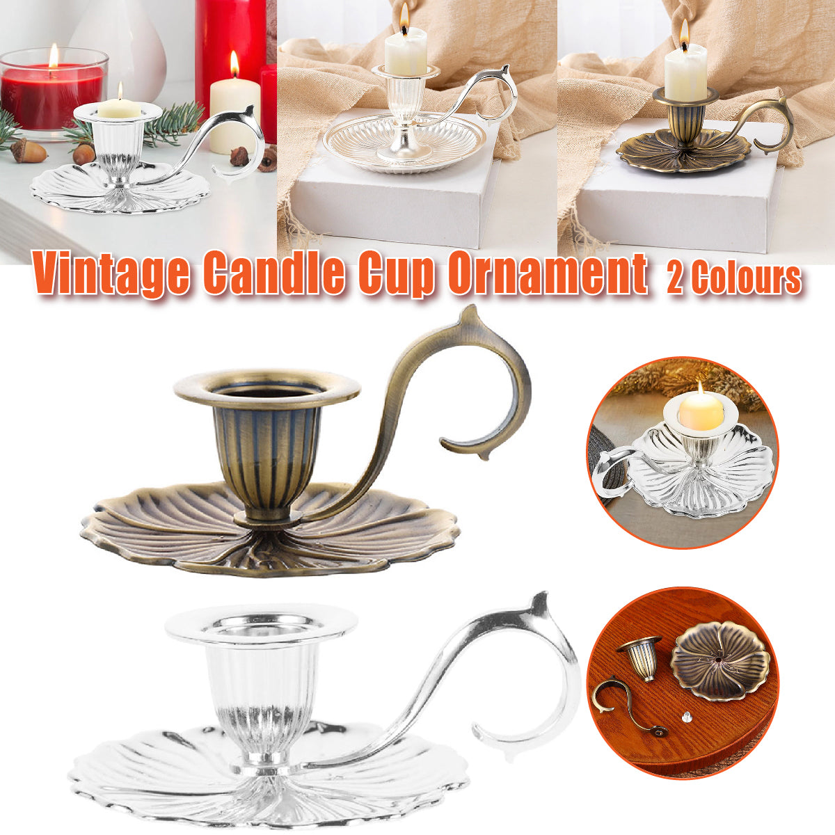 Retro Handheld Candlestick Holder European Style Metal Candle Stand