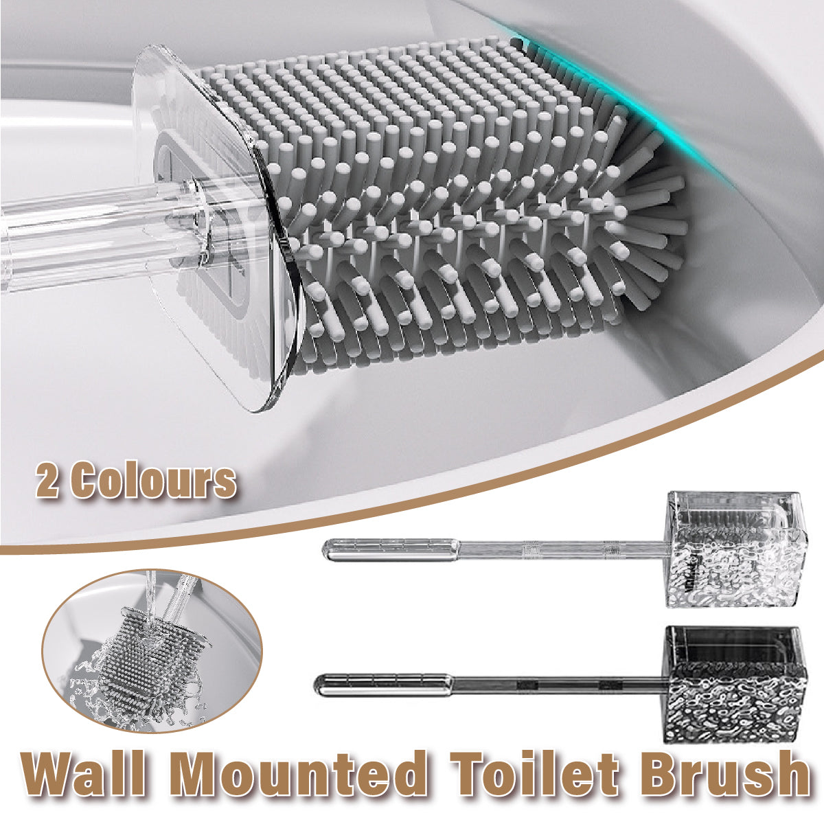 Corrugated Toilet Brush Wall Mounted Hanging Toilet Cleaning Tool No Dead Angle