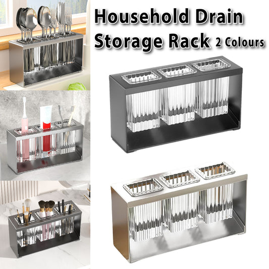 3Holes Multifunctional Kitchen Storage Rack Built-in StorageBox Chopstick Holder