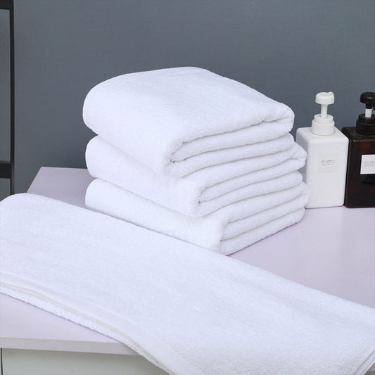 6pcs Absorbent White Cotton Bath Towels for Hotel & Home Use