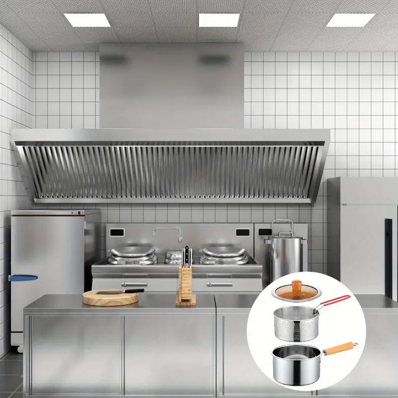 Stainless Steel Small Deep Fryer Pot With Basket and Lid for Kitchen