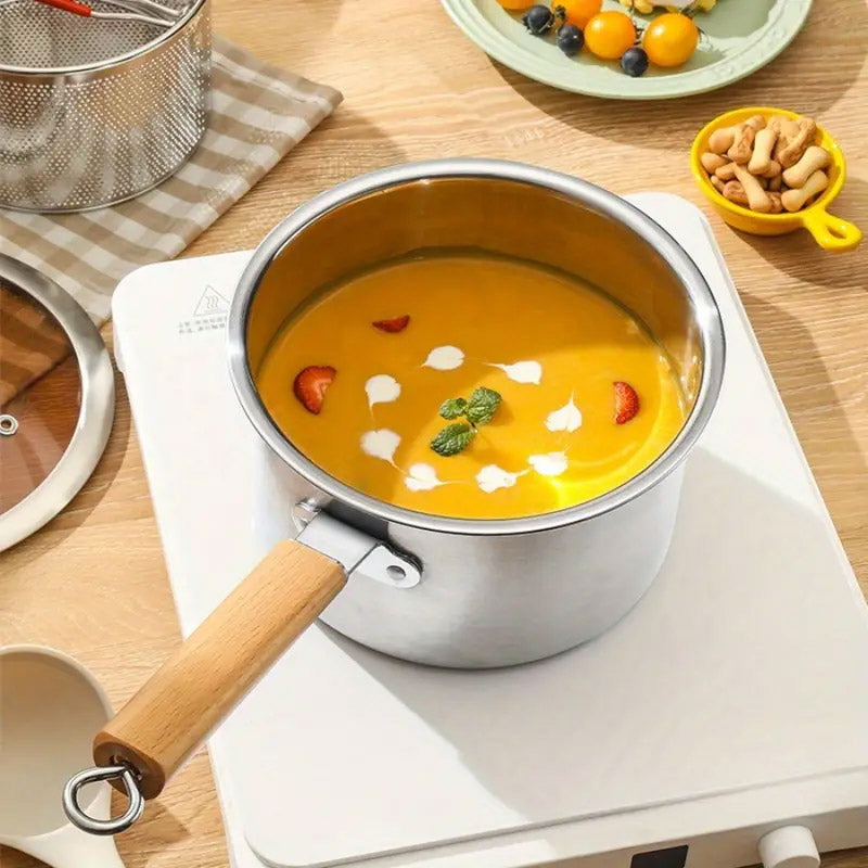 Stainless Steel Small Deep Fryer Pot With Basket and Lid for Kitchen