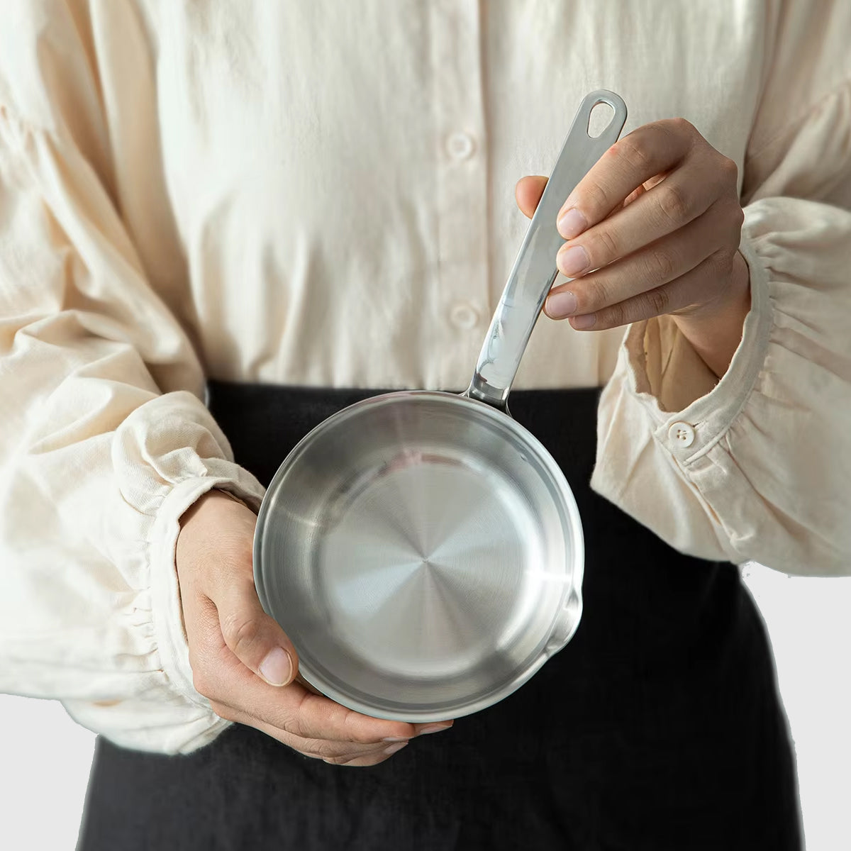 304 Stainless Steel Oil Splatter Proof Home Small Frying Pan for KitchenCooking