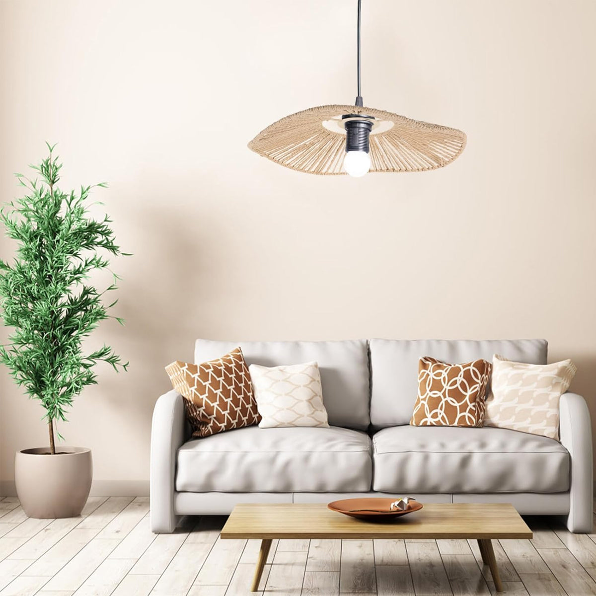 Woven Paper Rope Lamp Shade Rustic Ceiling Light Cover