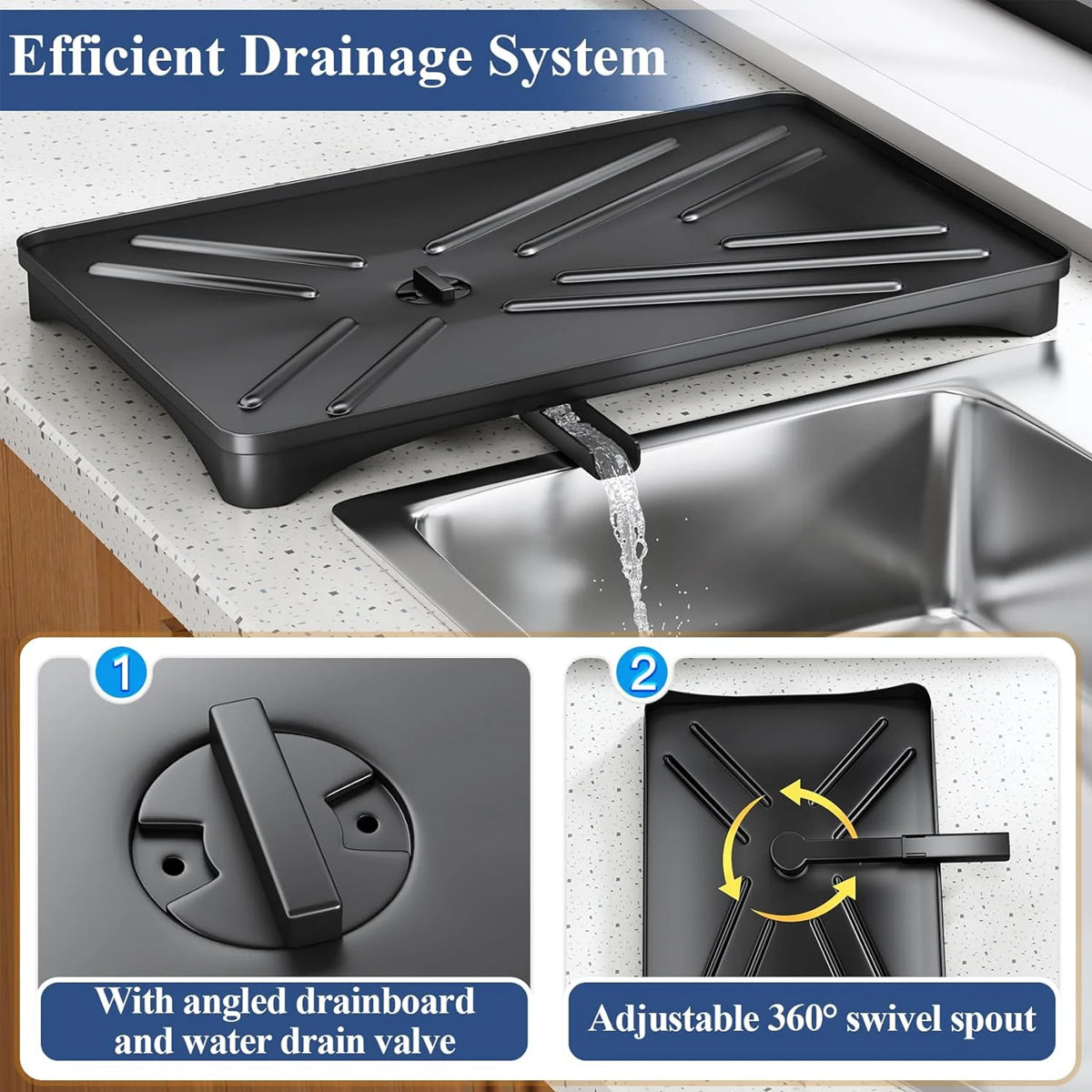 Large Capacity Kitchen Dish Drying Rack Sink Plate Bowl Storage Shelf