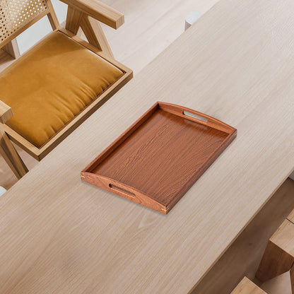 Chinese Style Wooden Rectangular Tea Tray with Handles